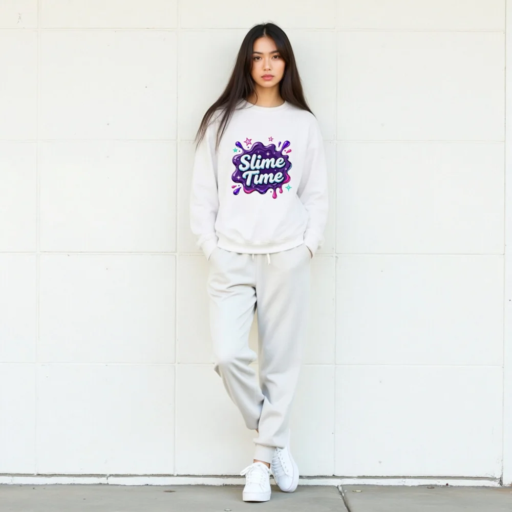 Slime Time Unisex Crew Neck Sweatshirt - Soft Cotton Pullover - Image 10