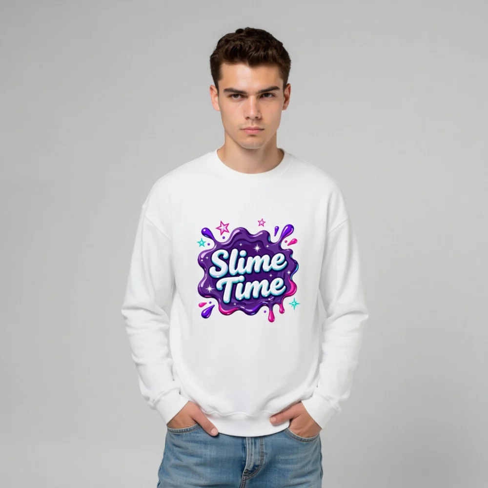 Slime Time Unisex Crew Neck Sweatshirt - Soft Cotton Pullover - Image 11