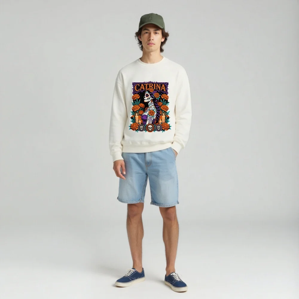 Catrina Day of the Dead Sweatshirt - Unisex Crew Neck - Image 3
