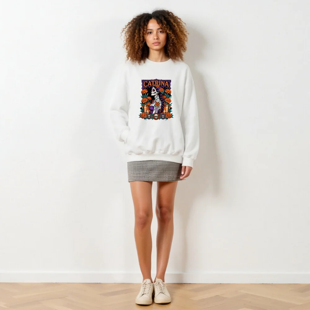 Catrina Day of the Dead Sweatshirt - Unisex Crew Neck - Image 6