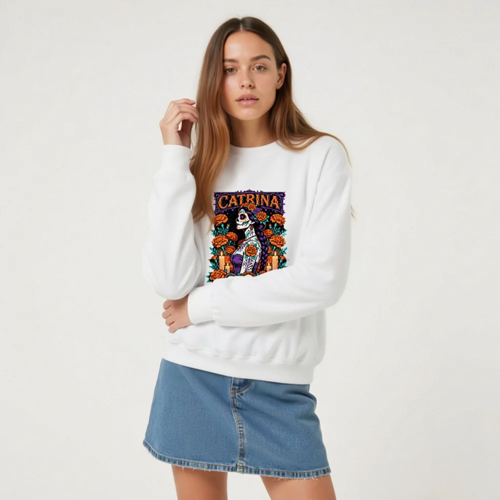 Catrina Day of the Dead Sweatshirt - Unisex Crew Neck - Image 9