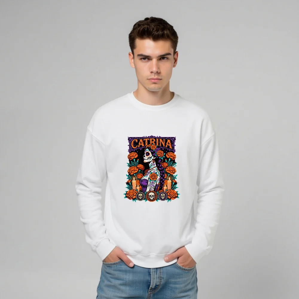 Catrina Day of the Dead Sweatshirt - Unisex Crew Neck - Image 11