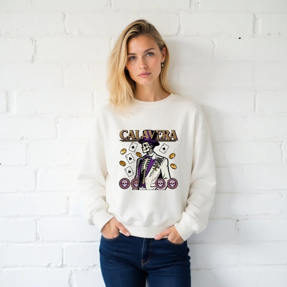 Calavera Skeleton Graphic Sweatshirt – Unisex Crew Neck - Image 2