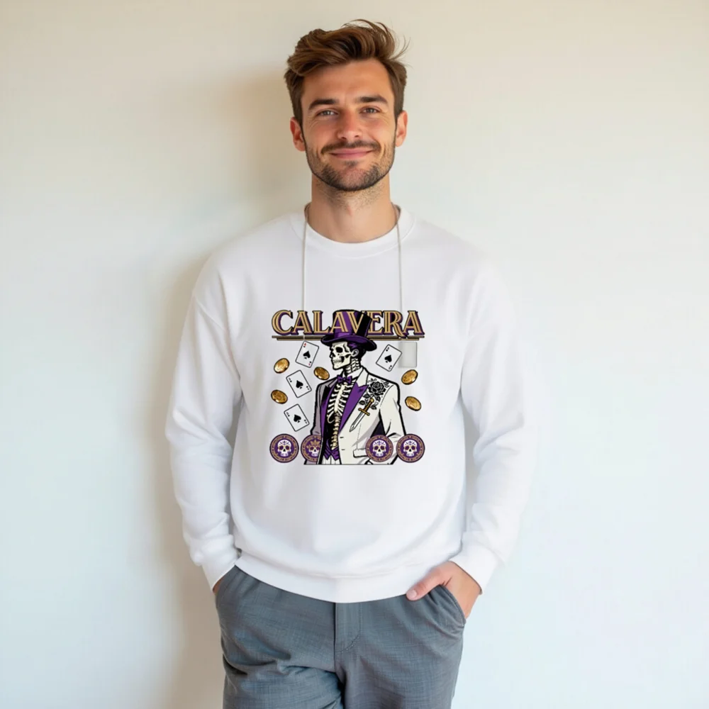 Calavera Skeleton Graphic Sweatshirt – Unisex Crew Neck - Image 7