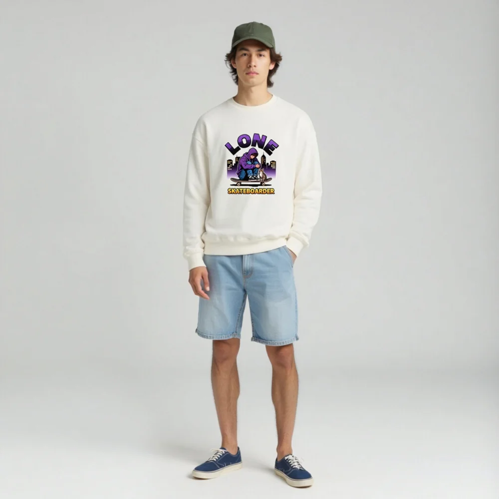 Lone Skateboarder Unisex Sweatshirt - Graphic Hoodie Style Crewneck - Image 3