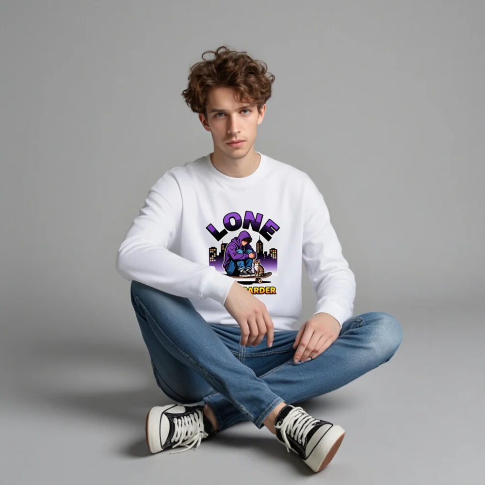 Lone Skateboarder Unisex Sweatshirt - Graphic Hoodie Style Crewneck - Image 4