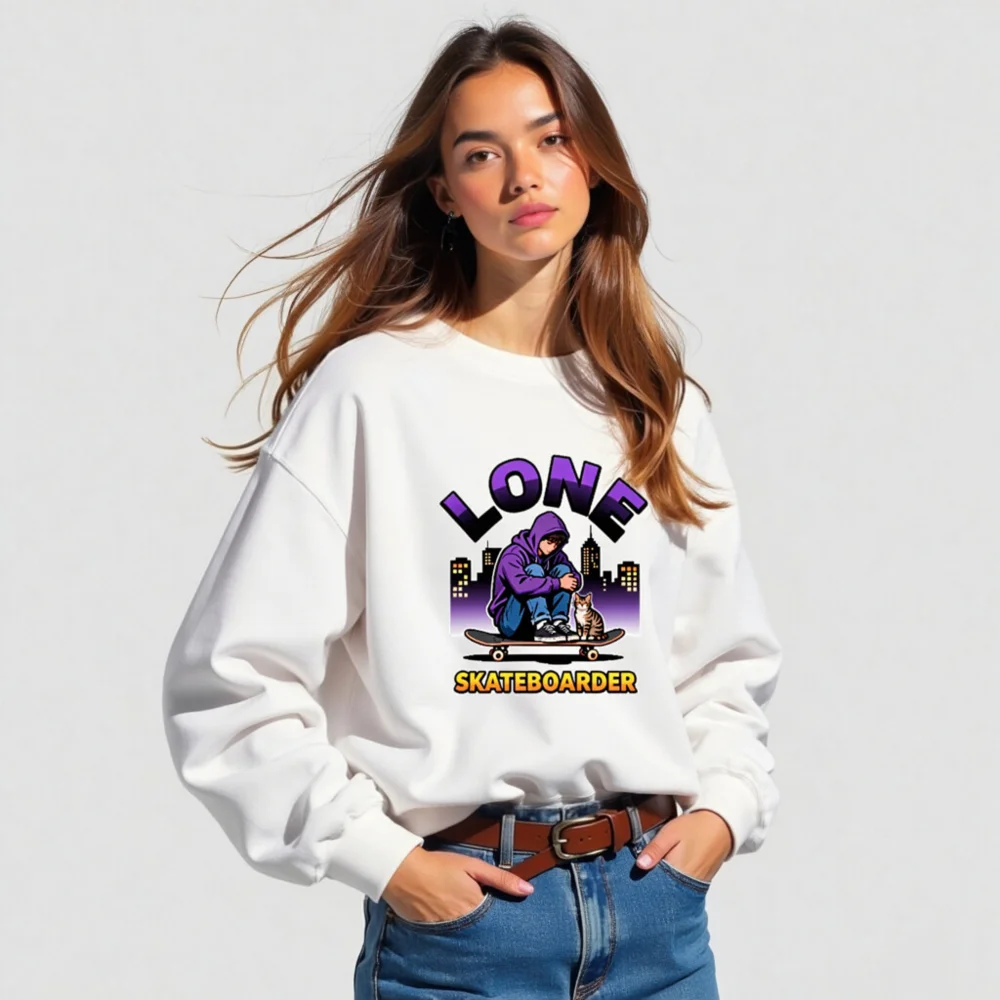 Lone Skateboarder Unisex Sweatshirt - Graphic Hoodie Style Crewneck - Image 5