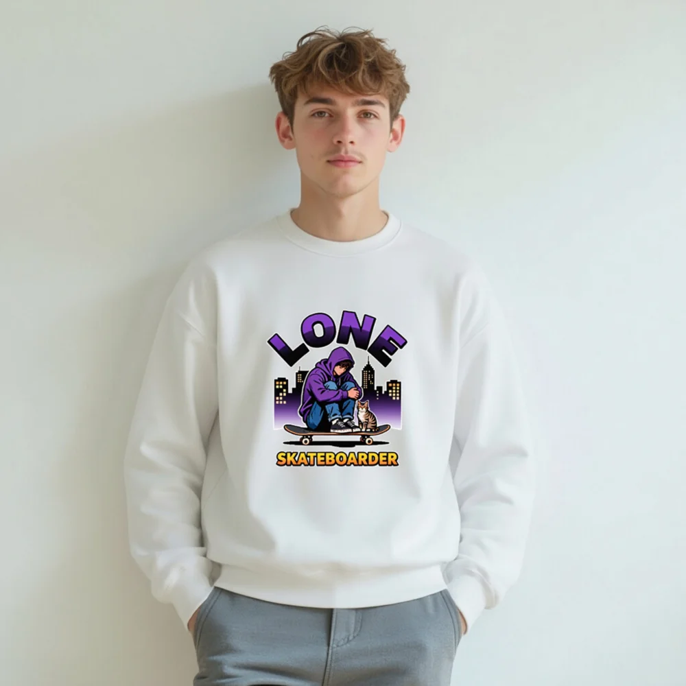 Lone Skateboarder Unisex Sweatshirt - Graphic Hoodie Style Crewneck - Image 8