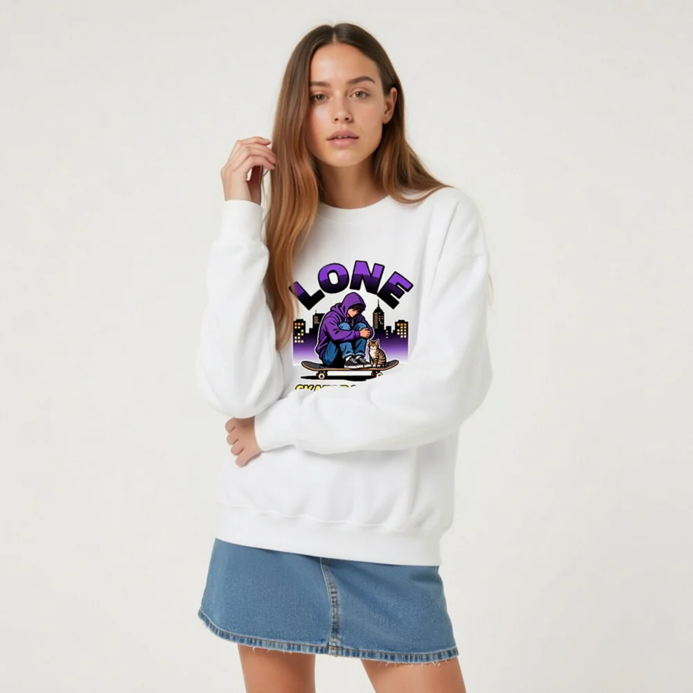 Lone Skateboarder Unisex Sweatshirt - Graphic Hoodie Style Crewneck - Image 9