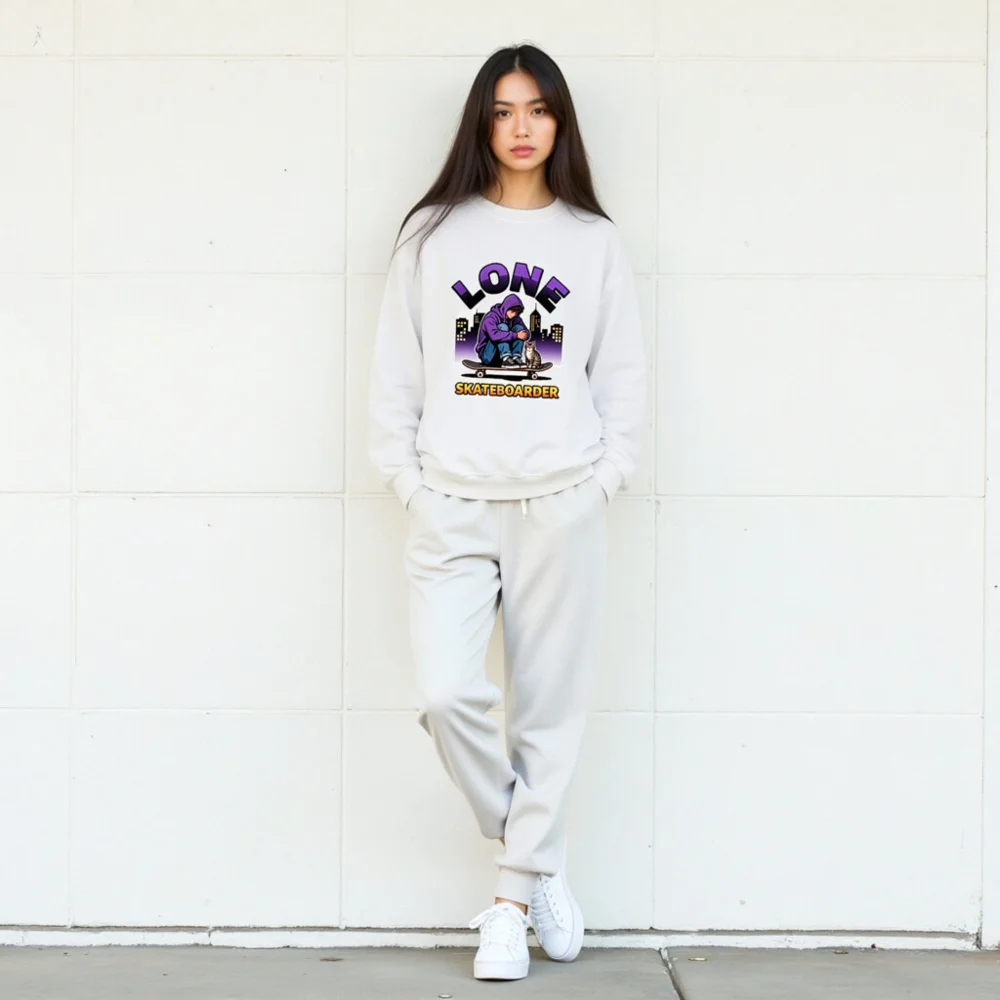 Lone Skateboarder Unisex Sweatshirt - Graphic Hoodie Style Crewneck - Image 10