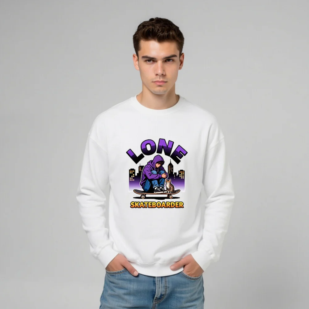 Lone Skateboarder Unisex Sweatshirt - Graphic Hoodie Style Crewneck - Image 11