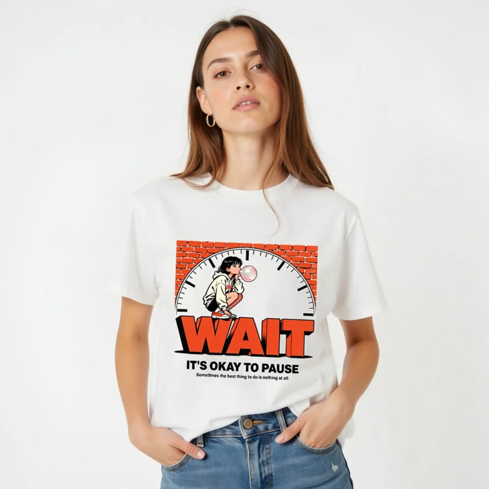 Wait It's Okay to Pause T-Shirt – Unisex Organic Cotton Graphic Tee - Image 2
