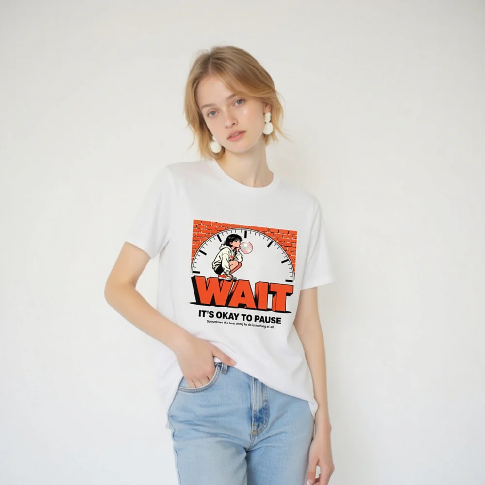 Wait It's Okay to Pause T-Shirt – Unisex Organic Cotton Graphic Tee - Image 3