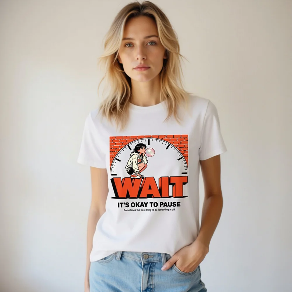 Wait It's Okay to Pause T-Shirt – Unisex Organic Cotton Graphic Tee - Image 6