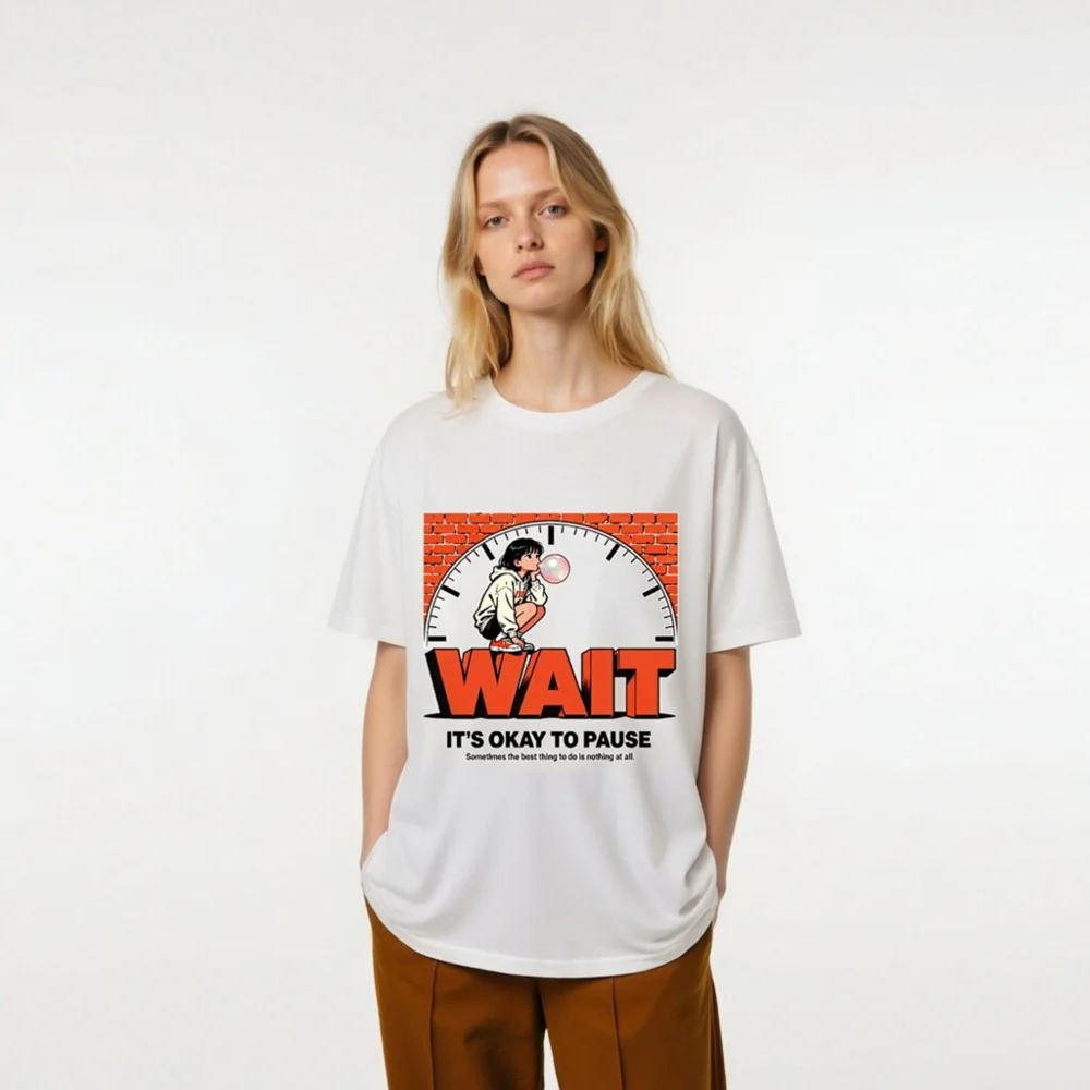 Wait It's Okay to Pause T-Shirt – Unisex Organic Cotton Graphic Tee - Image 7