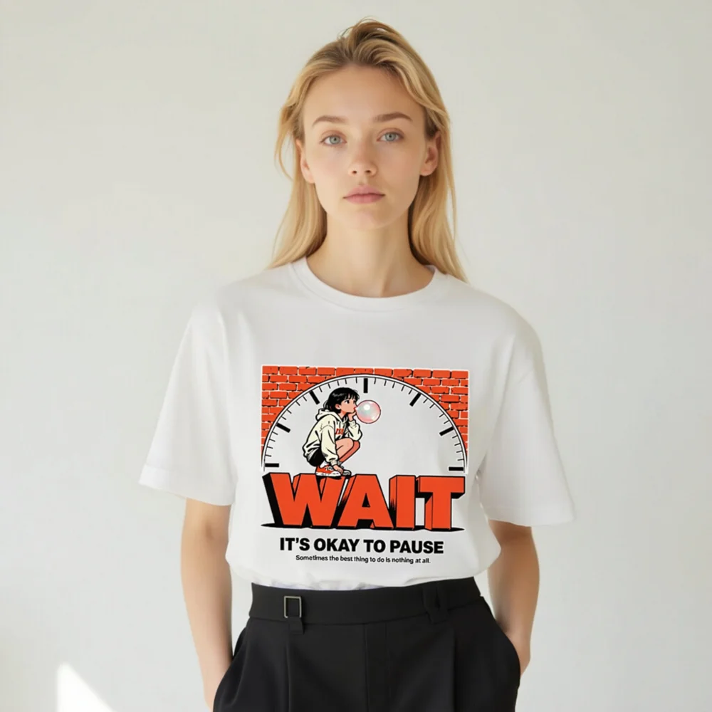 Wait It's Okay to Pause T-Shirt – Unisex Organic Cotton Graphic Tee - Image 8