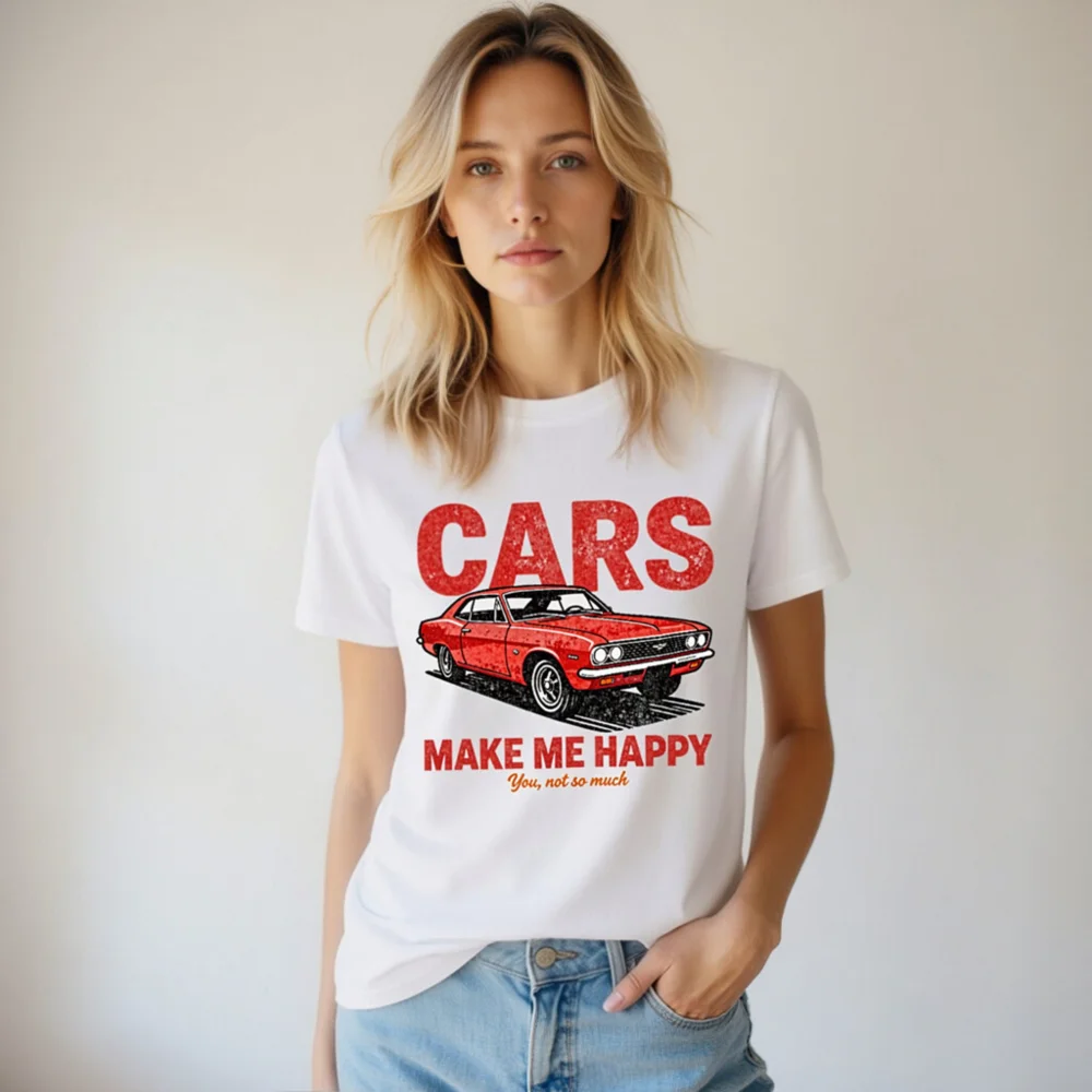Cars Make Me Happy T-Shirt – Unisex Organic Cotton Graphic Tee - Image 6