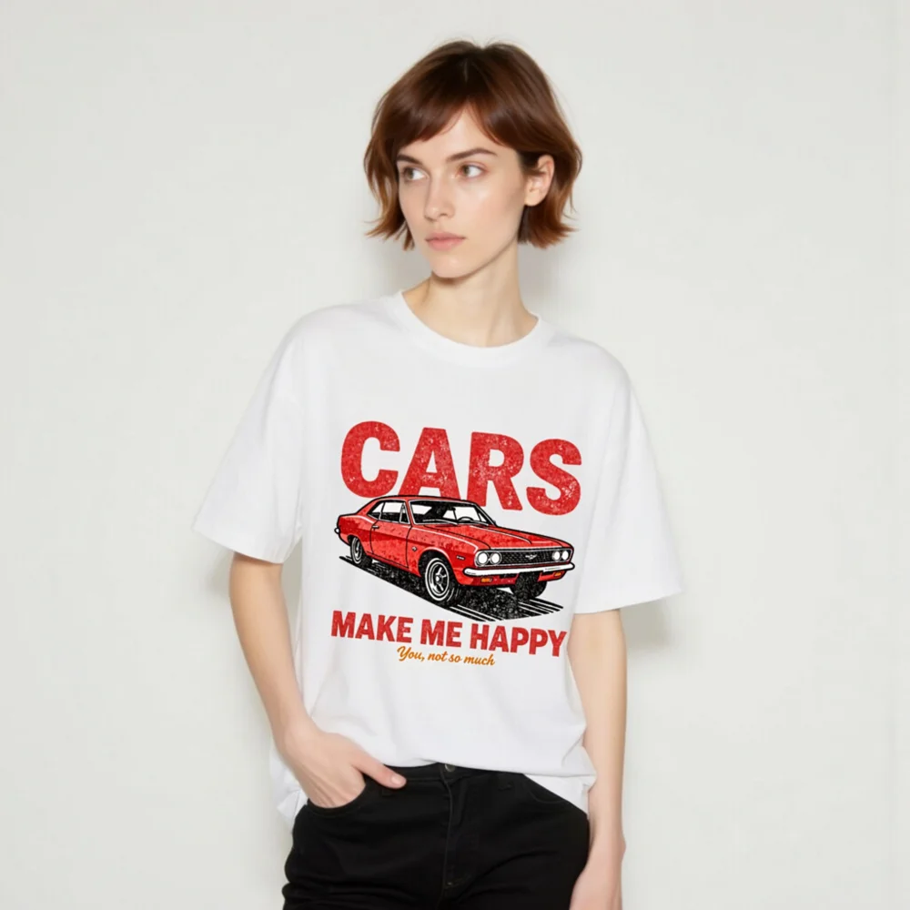 Cars Make Me Happy T-Shirt – Unisex Organic Cotton Graphic Tee - Image 9