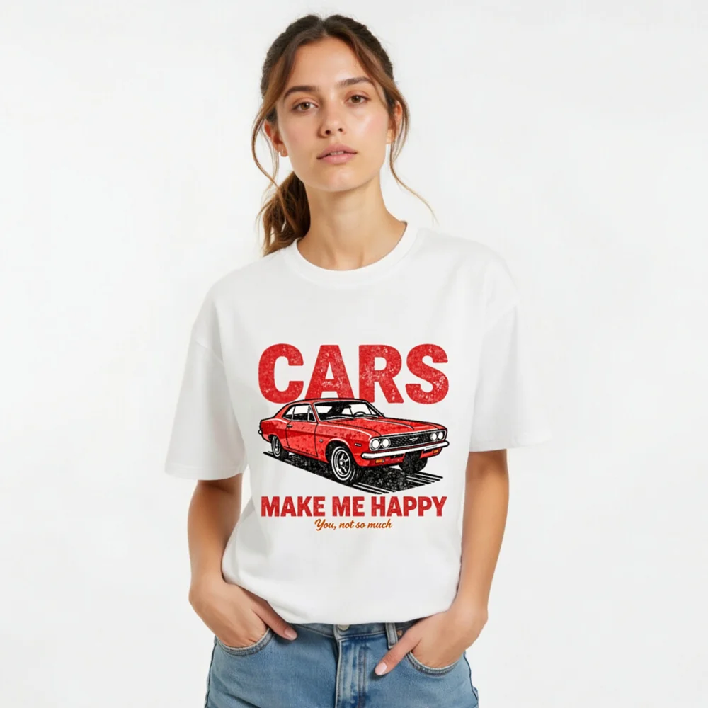 Cars Make Me Happy T-Shirt – Unisex Organic Cotton Graphic Tee - Image 10