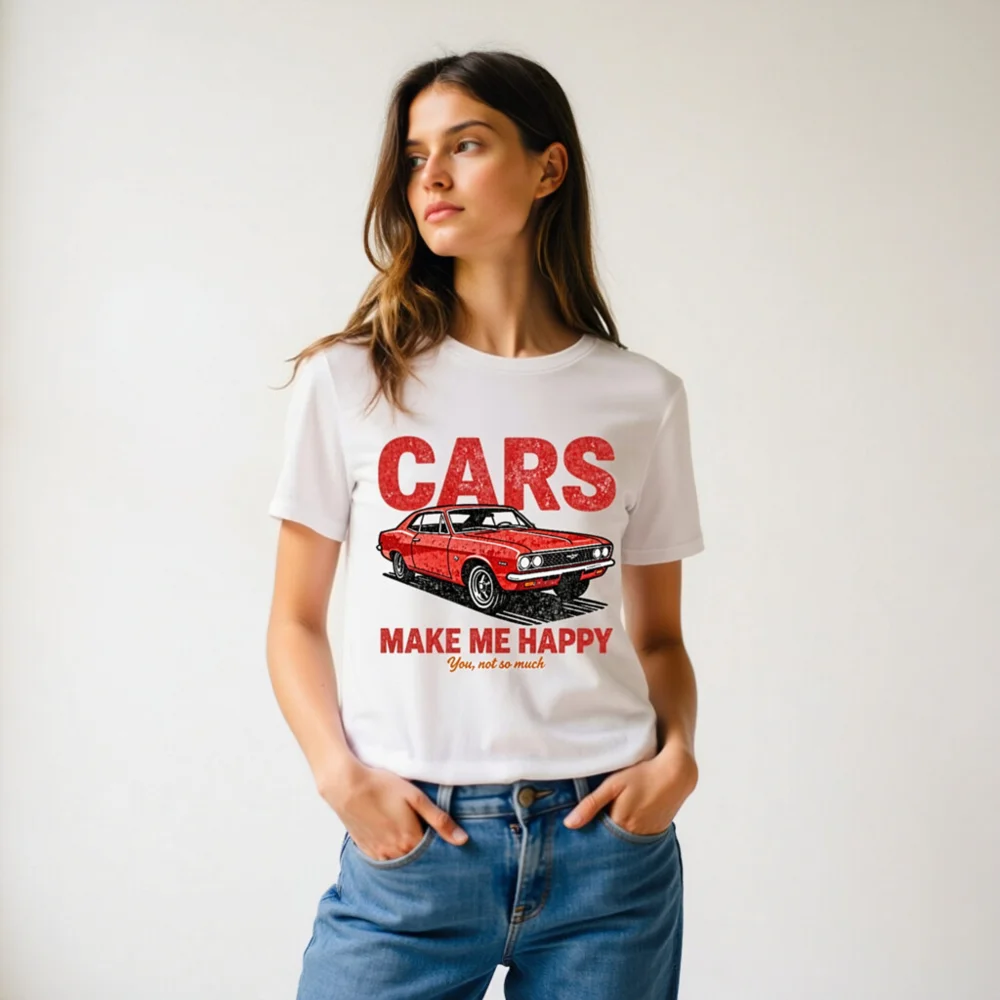 Cars Make Me Happy T-Shirt – Unisex Organic Cotton Graphic Tee - Image 11
