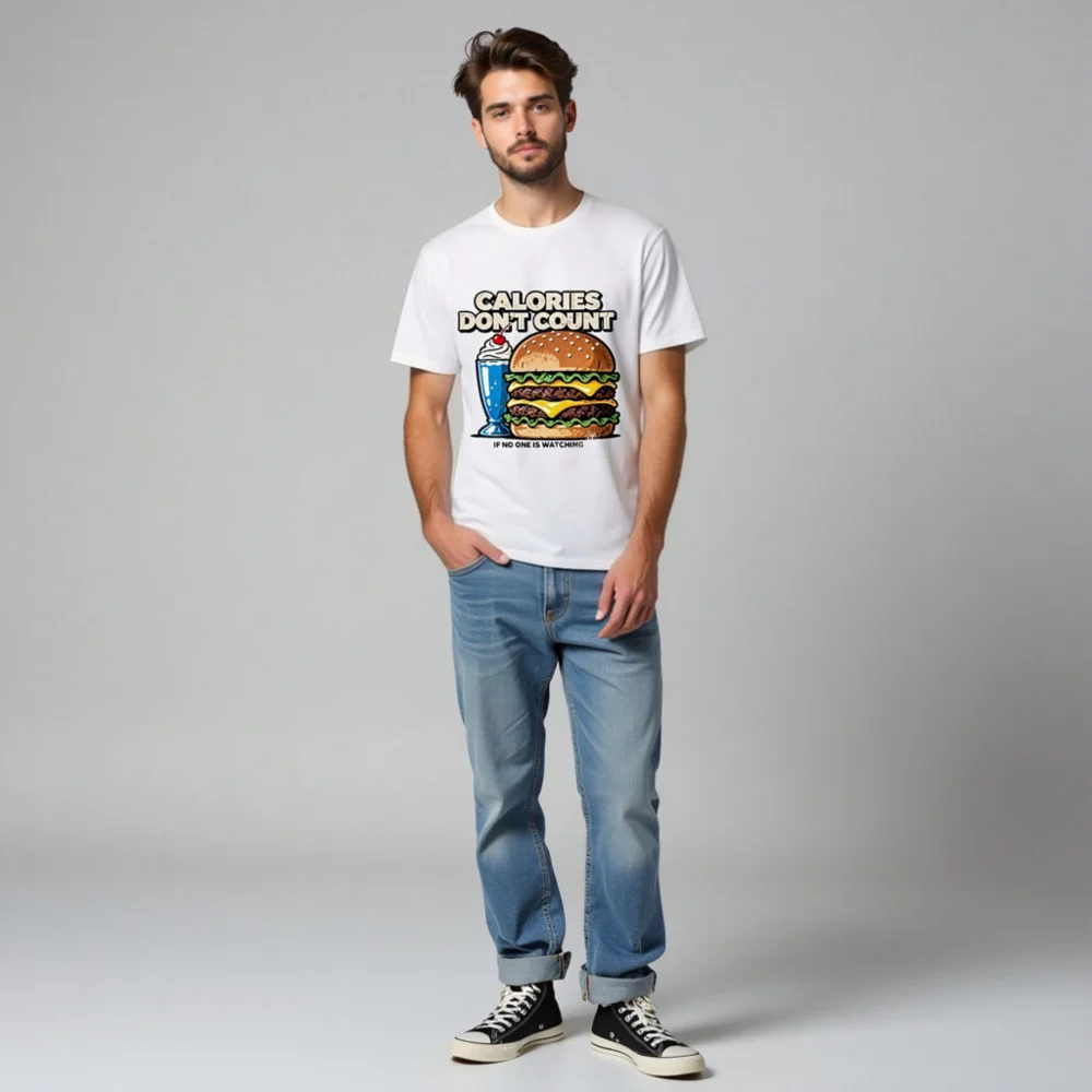 Calories Don't Count T-Shirt – Unisex Organic Cotton Graphic Tee - Image 5