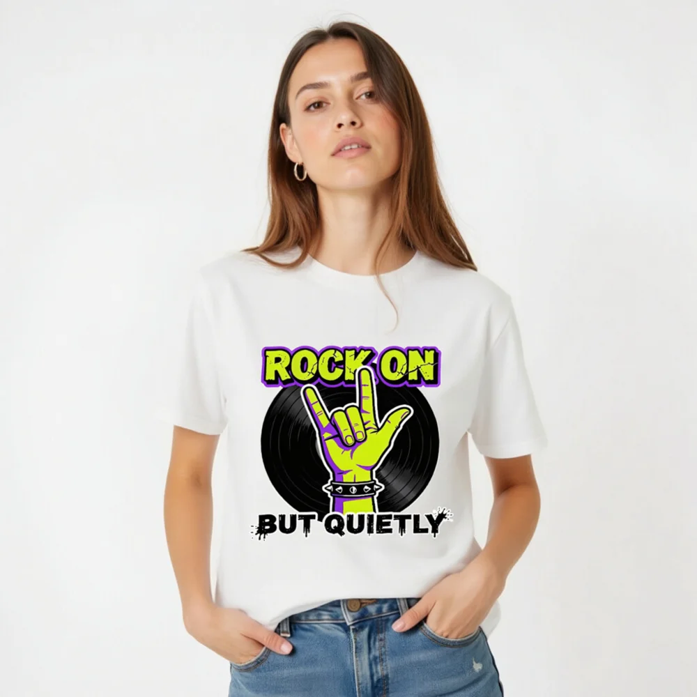 Rock On But Quietly T-Shirt – Unisex Organic Cotton Graphic Tee - Image 2