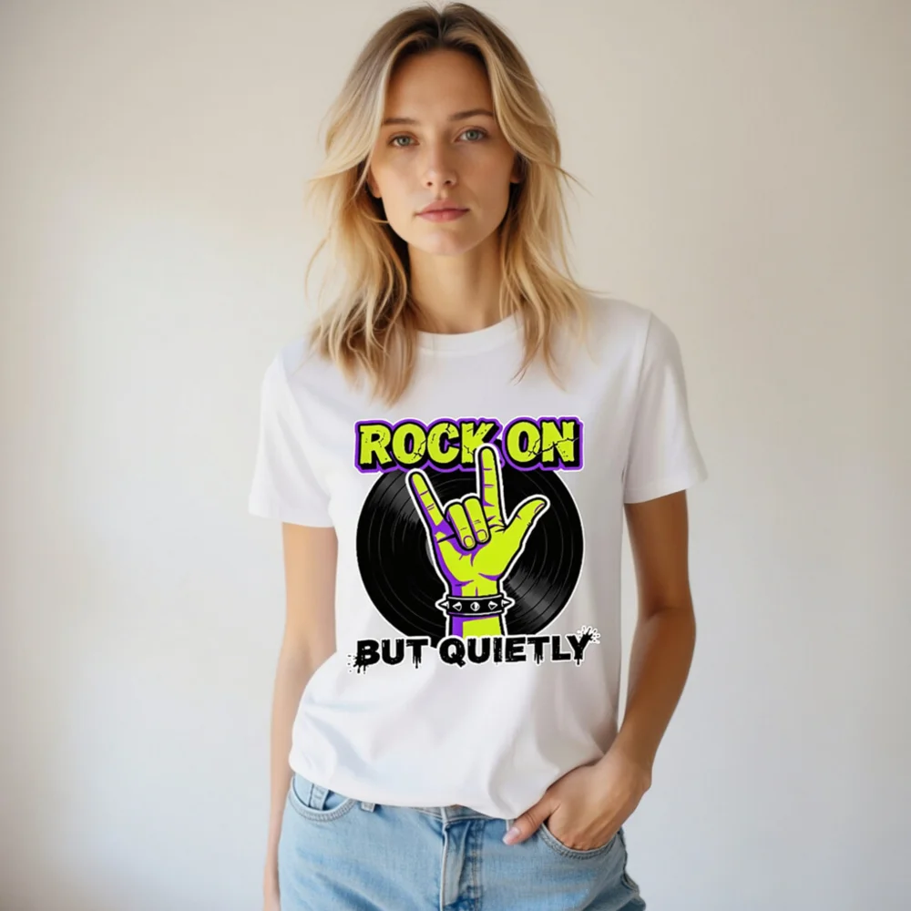 Rock On But Quietly T-Shirt – Unisex Organic Cotton Graphic Tee - Image 6