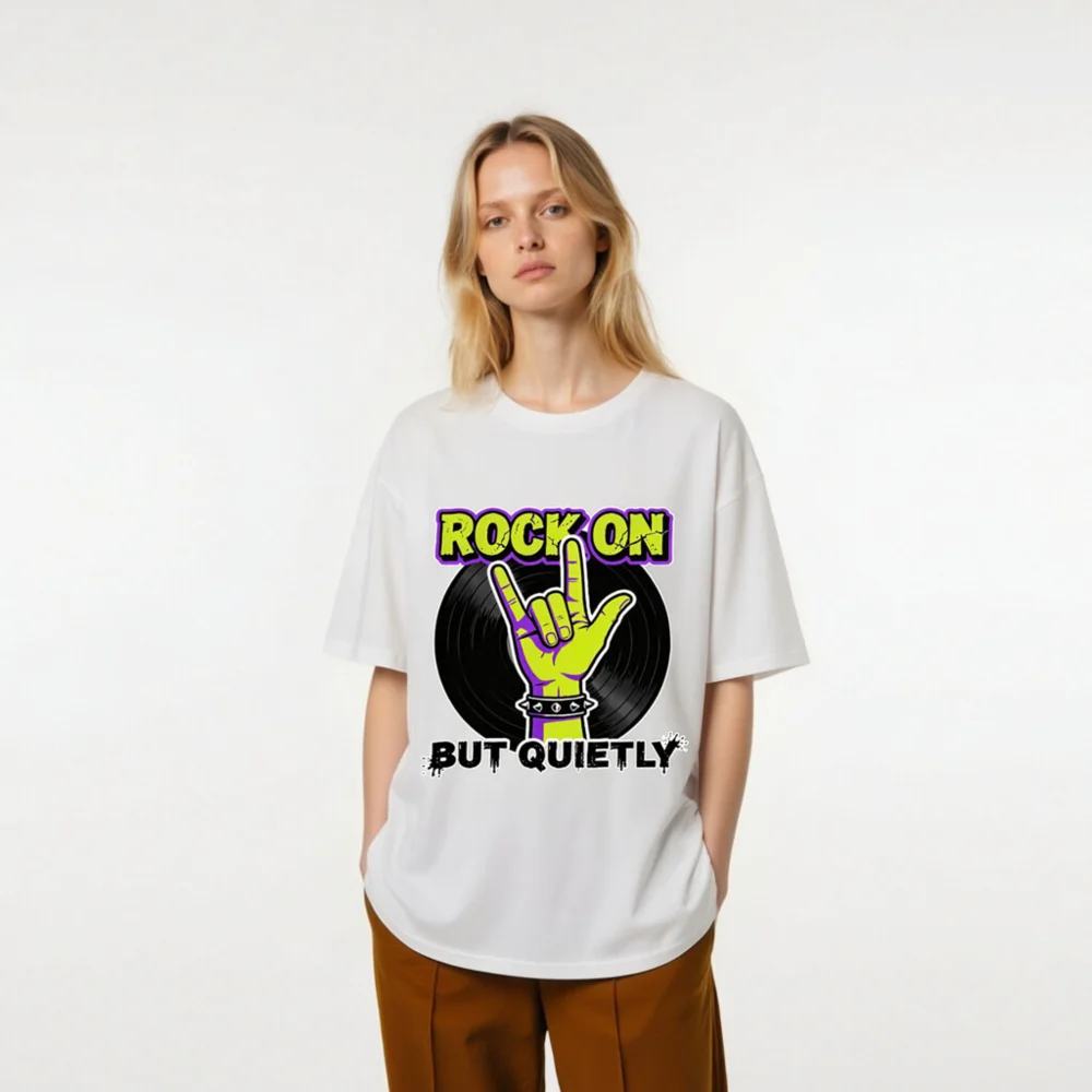 Rock On But Quietly T-Shirt – Unisex Organic Cotton Graphic Tee - Image 7