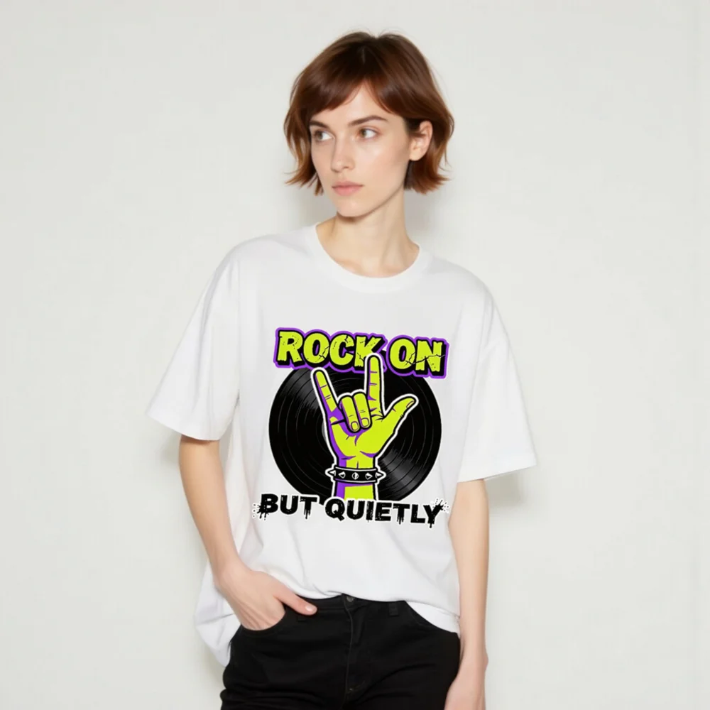 Rock On But Quietly T-Shirt – Unisex Organic Cotton Graphic Tee - Image 9