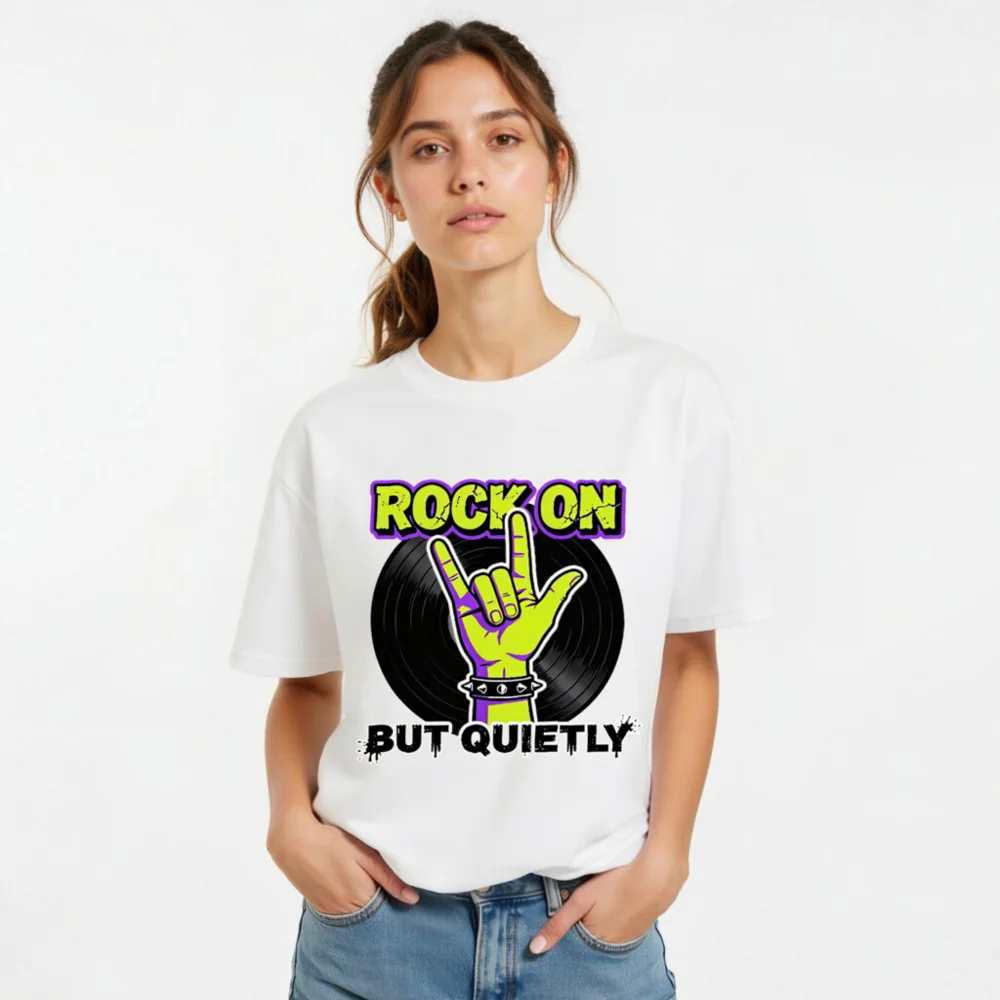 Rock On But Quietly T-Shirt – Unisex Organic Cotton Graphic Tee - Image 10