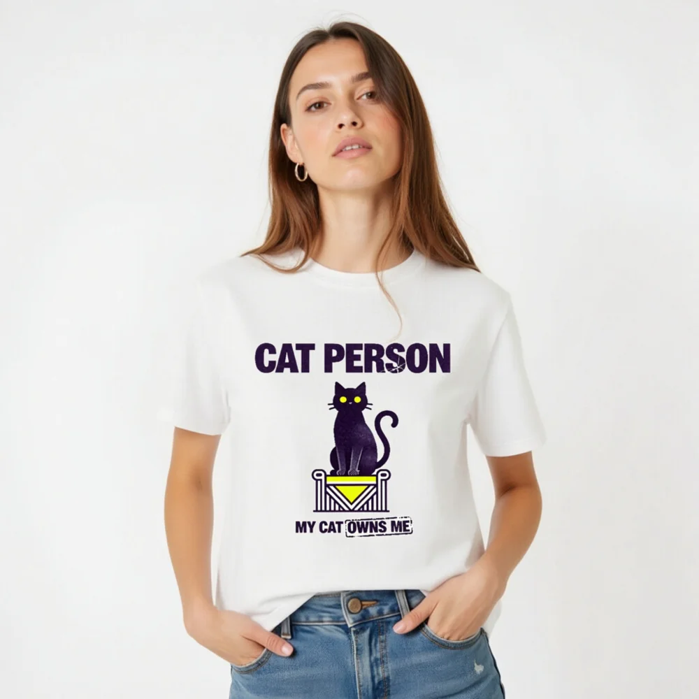 Cat Person T-Shirt – Unisex Organic Cotton Graphic Tee - Image 2