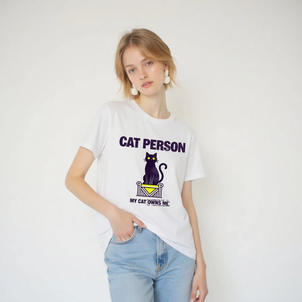Cat Person T-Shirt – Unisex Organic Cotton Graphic Tee - Image 3