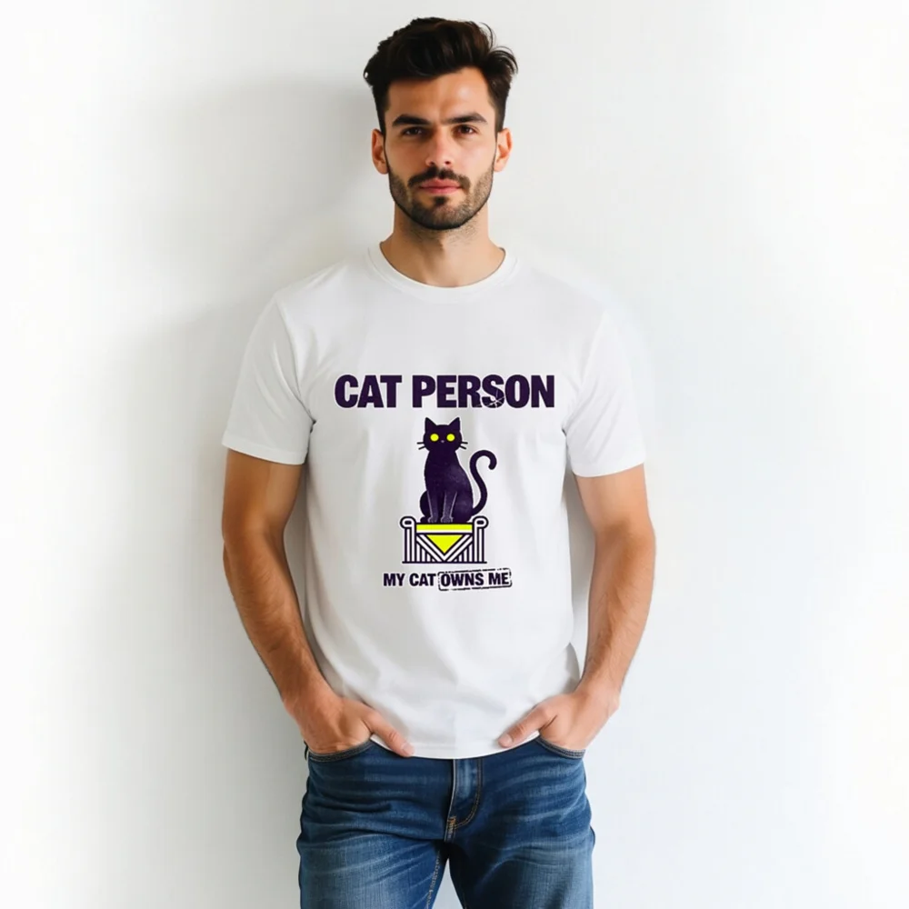 Cat Person T-Shirt – Unisex Organic Cotton Graphic Tee - Image 4