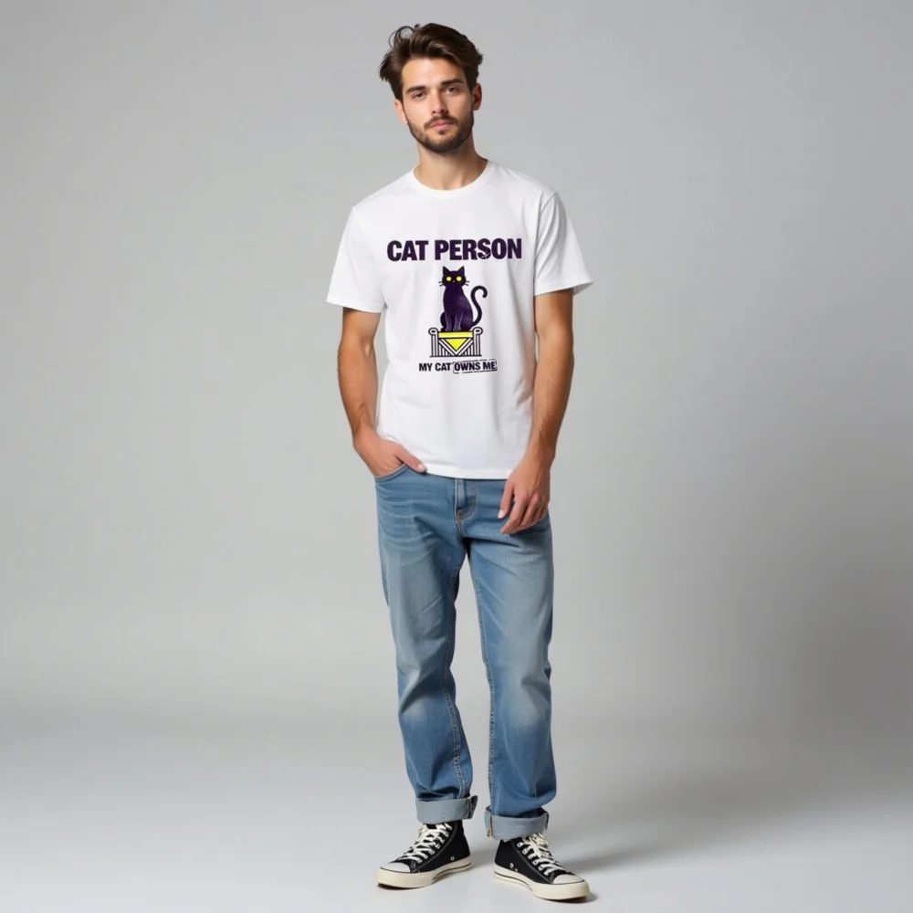 Cat Person T-Shirt – Unisex Organic Cotton Graphic Tee - Image 5