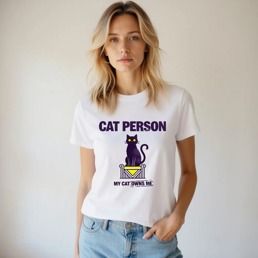 Cat Person T-Shirt – Unisex Organic Cotton Graphic Tee - Image 6