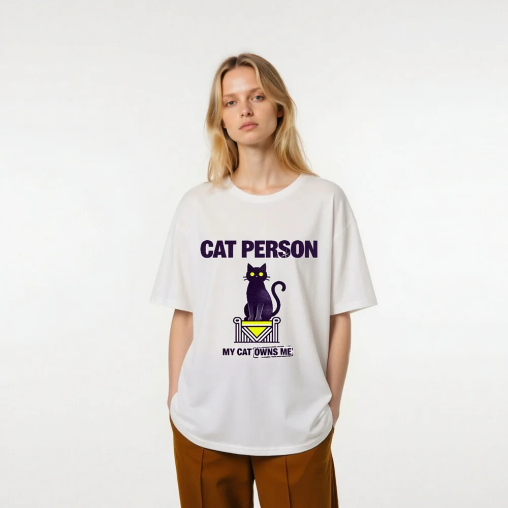 Cat Person T-Shirt – Unisex Organic Cotton Graphic Tee - Image 7