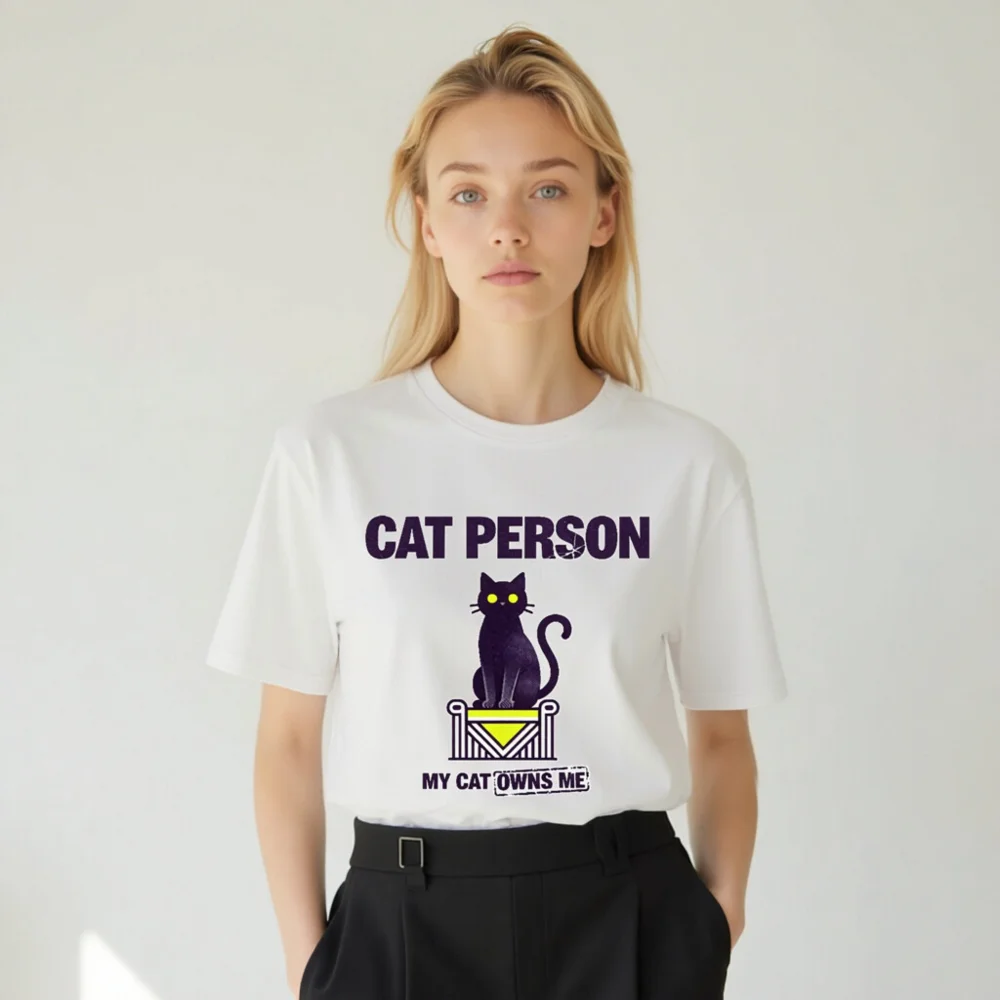 Cat Person T-Shirt – Unisex Organic Cotton Graphic Tee - Image 8