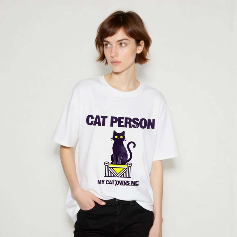 Cat Person T-Shirt – Unisex Organic Cotton Graphic Tee - Image 9
