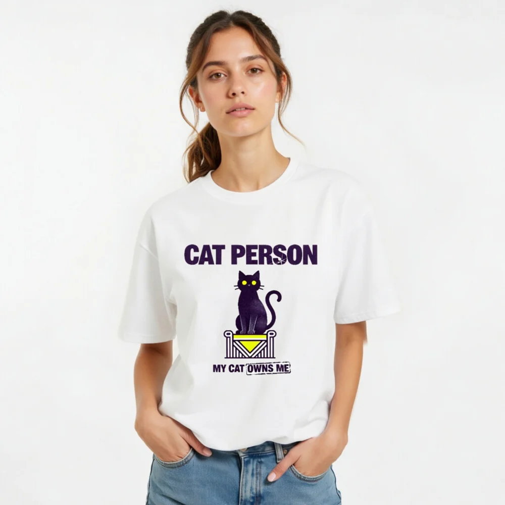 Cat Person T-Shirt – Unisex Organic Cotton Graphic Tee - Image 10
