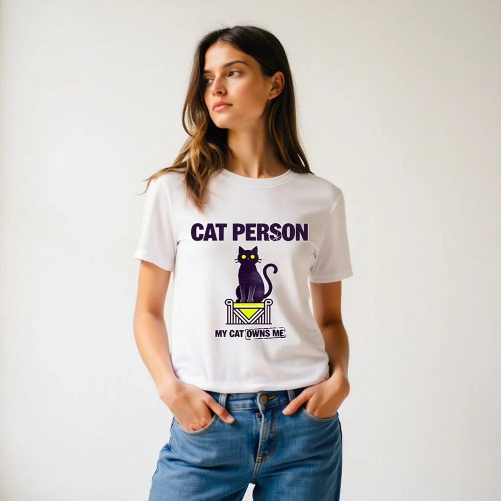 Cat Person T-Shirt – Unisex Organic Cotton Graphic Tee - Image 11