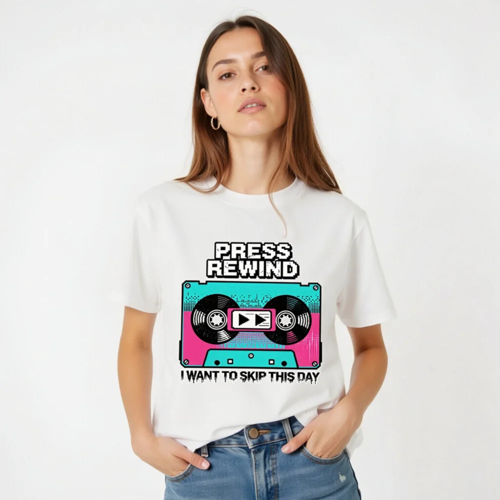 Press Rewind Cassette T-Shirt – Unisex Organic Cotton Graphic Tee - Image 2