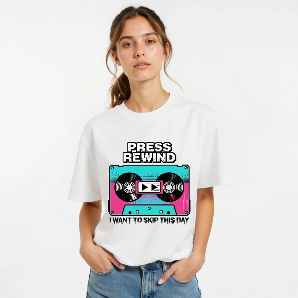 Press Rewind Cassette T-Shirt – Unisex Organic Cotton Graphic Tee - Image 10