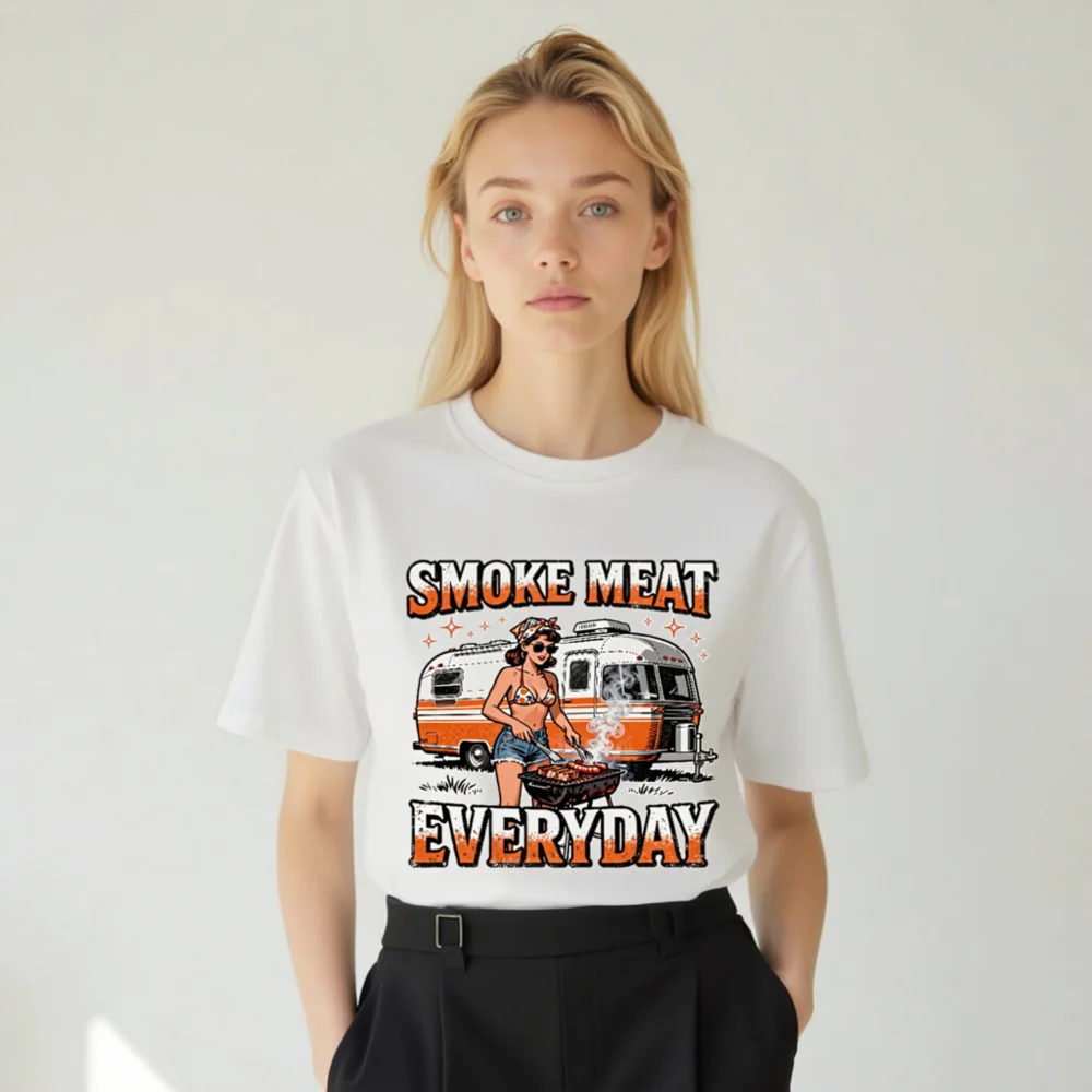 Smoke Meat Everyday T-Shirt – Unisex Organic Cotton Graphic Tee - Image 8