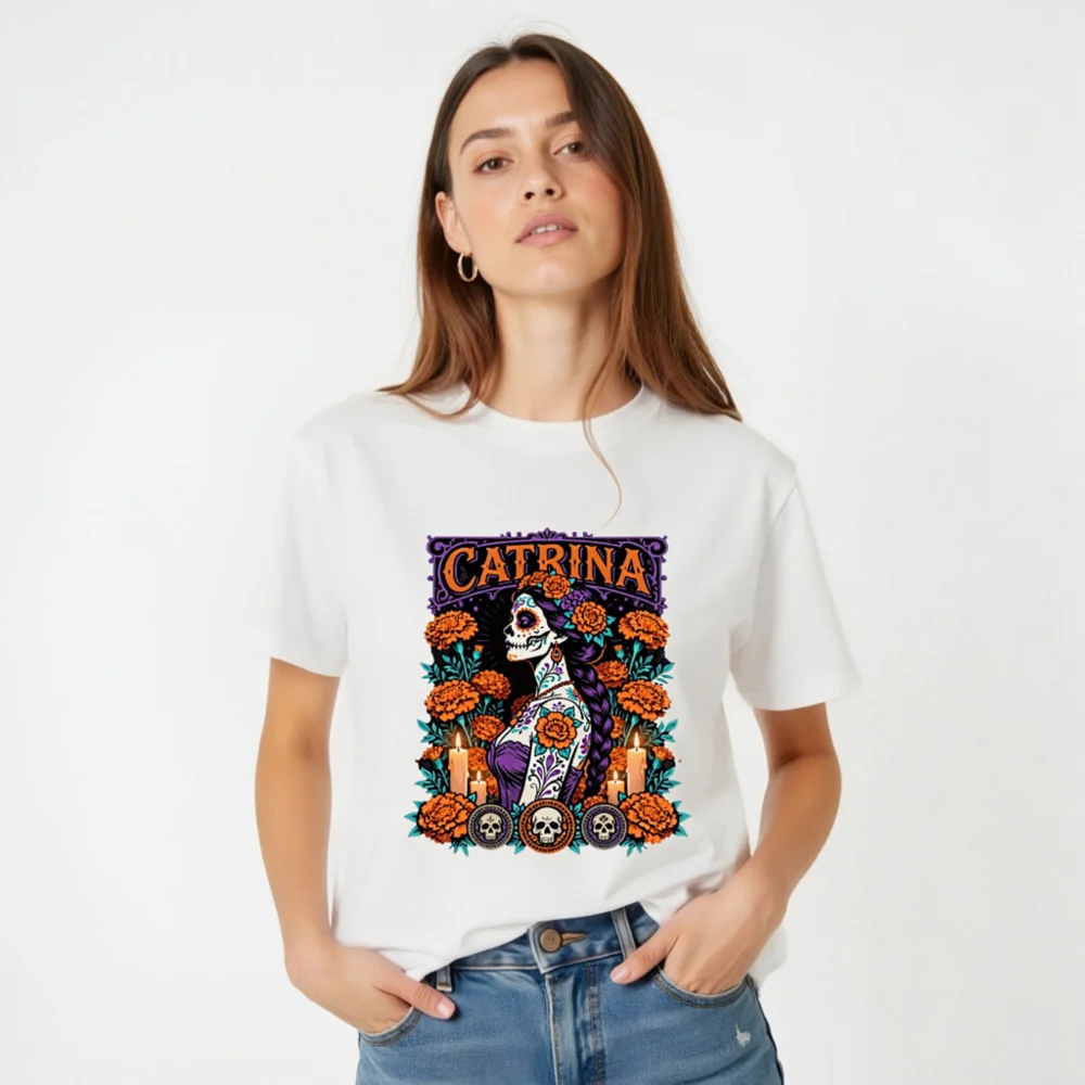 Catrina Day of the Dead T-Shirt – Unisex Organic Cotton - Image 2