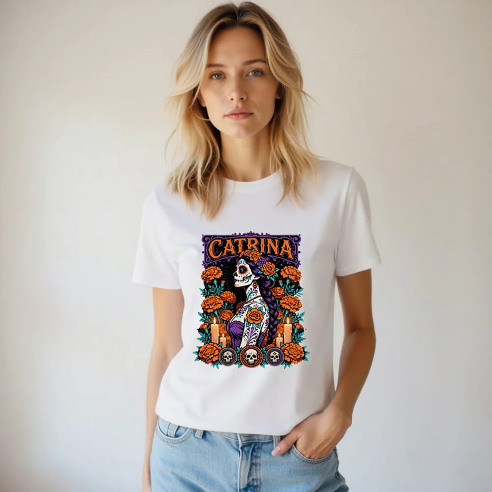 Catrina Day of the Dead T-Shirt – Unisex Organic Cotton - Image 6