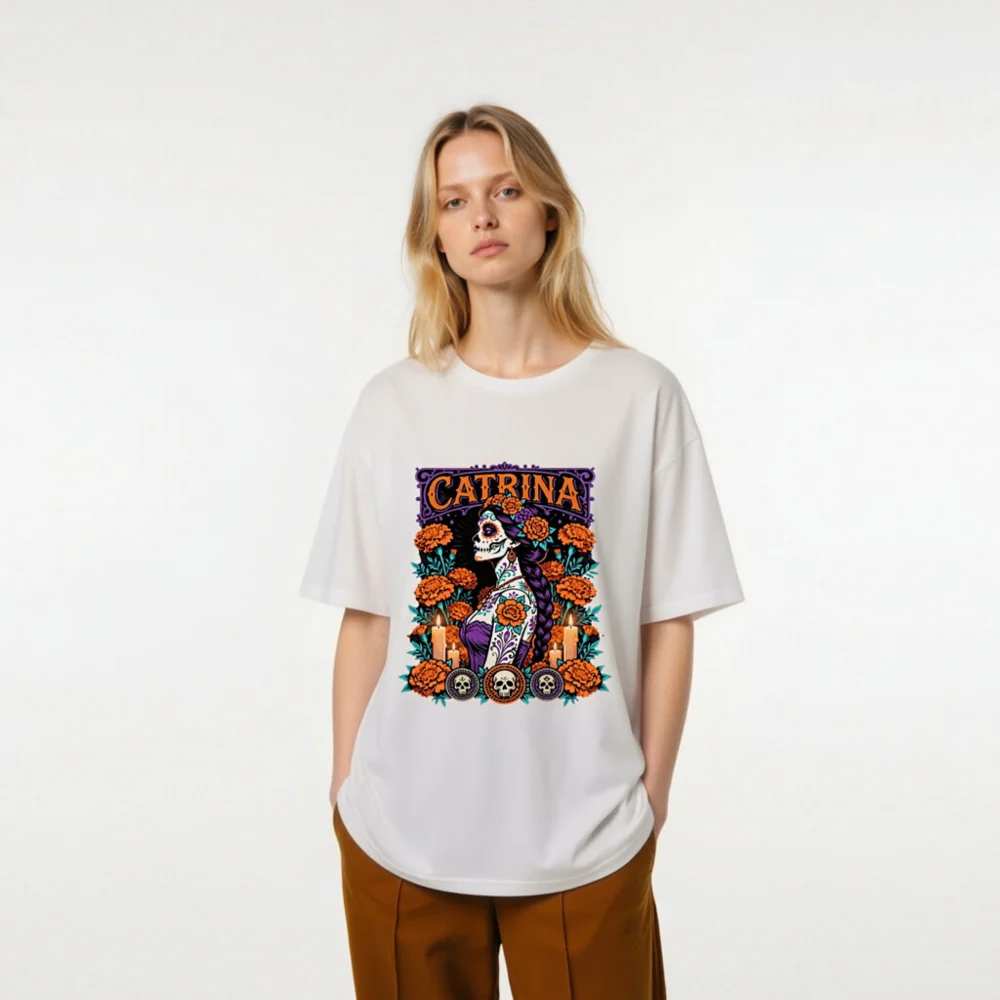 Catrina Day of the Dead T-Shirt – Unisex Organic Cotton - Image 7