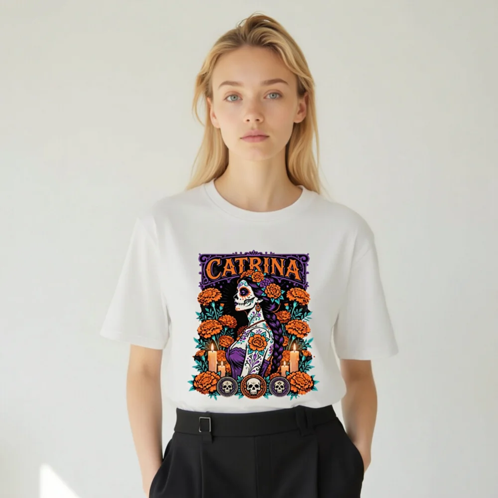 Catrina Day of the Dead T-Shirt – Unisex Organic Cotton - Image 8