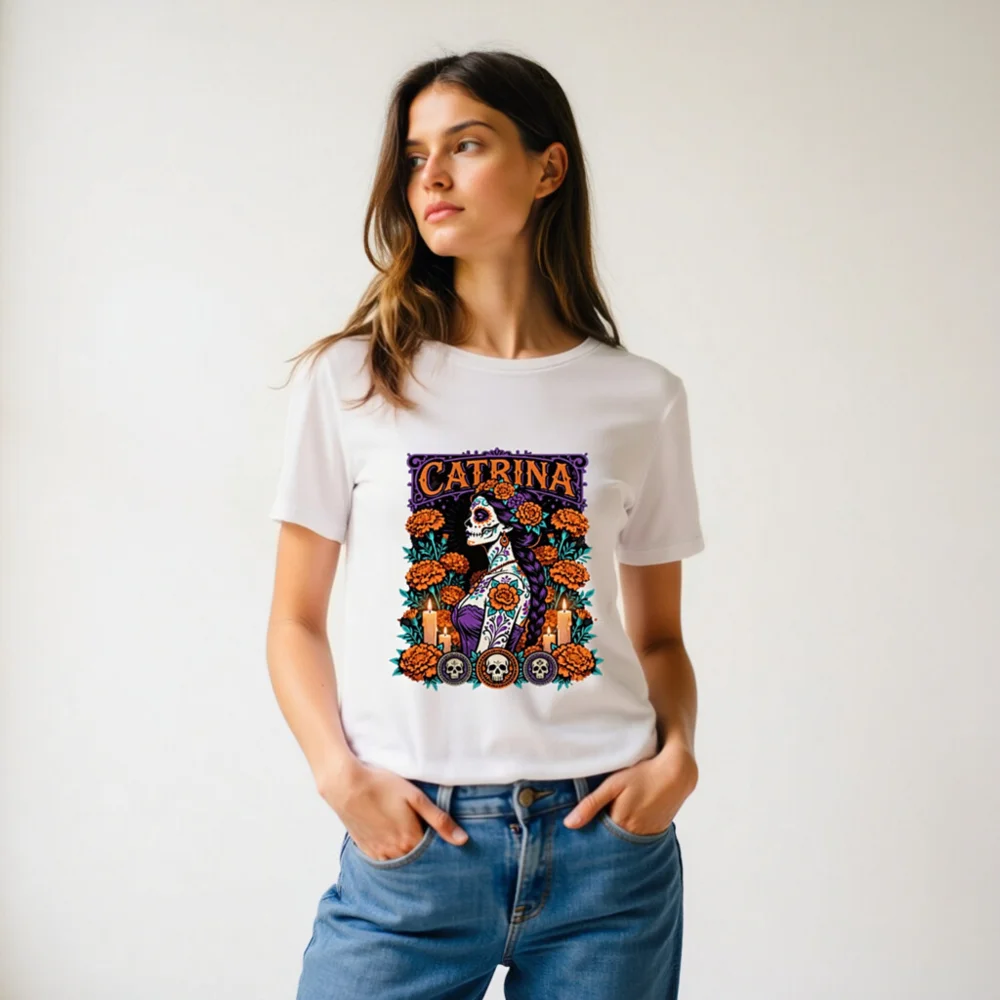 Catrina Day of the Dead T-Shirt – Unisex Organic Cotton - Image 11