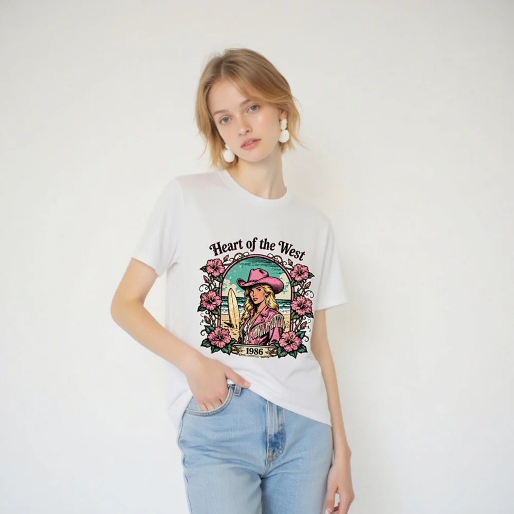 Heart of the West 1986 Vintage Graphic T-Shirt - Unisex Organic Cotton - Image 3