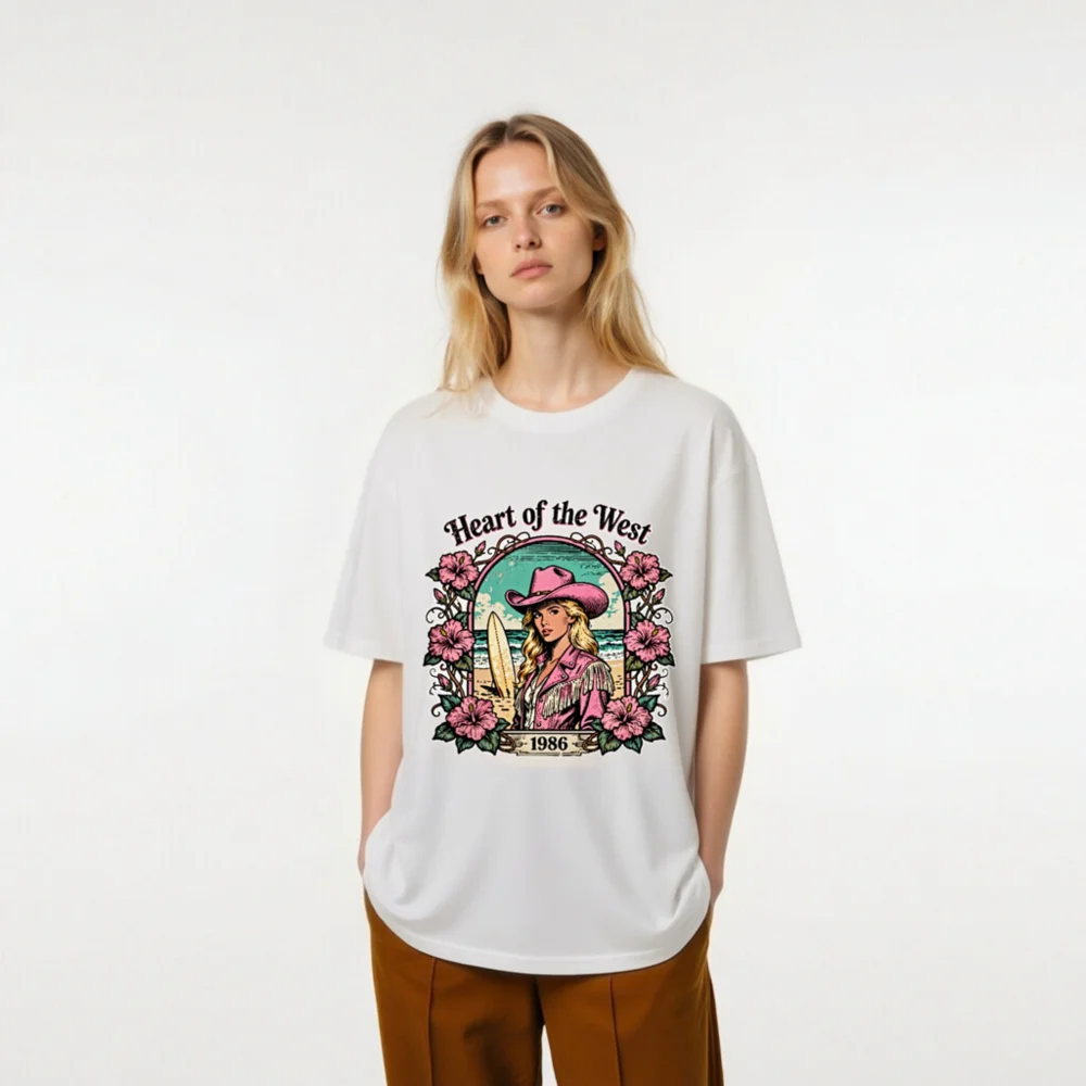 Heart of the West 1986 Vintage Graphic T-Shirt - Unisex Organic Cotton - Image 7